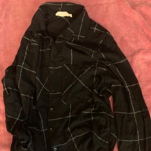 Millibons USA size large black and white striped long sleeve button up flannel.
